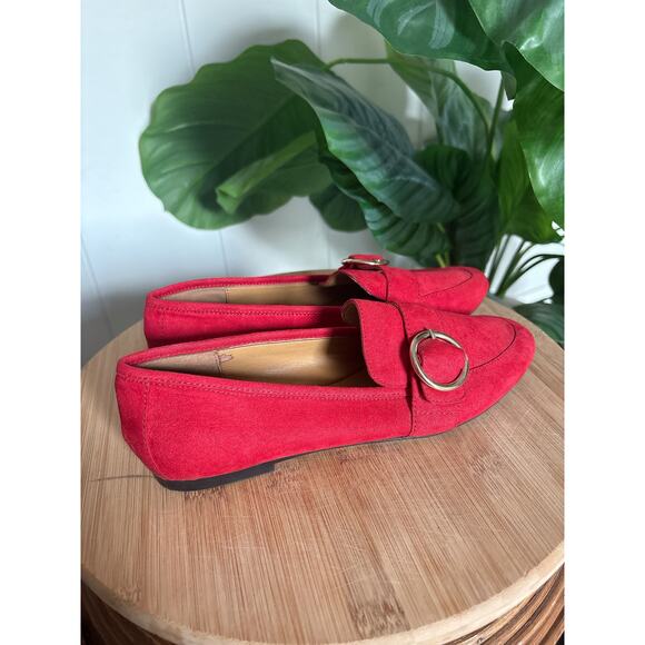 Nine West Red Heath Buckle Loafer Flats Women’s Size 7 Business Casual Preppy - Picture 4 of 7